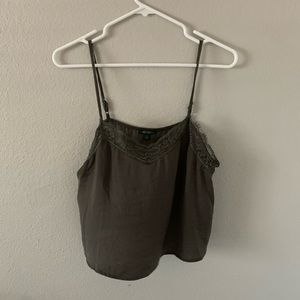 Army green satin Crop Top